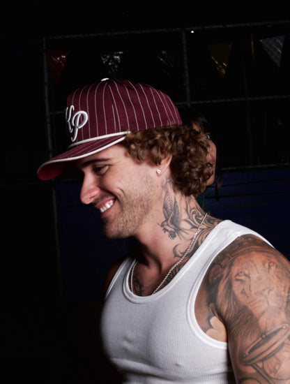 Deep Red Pinstripe Hat