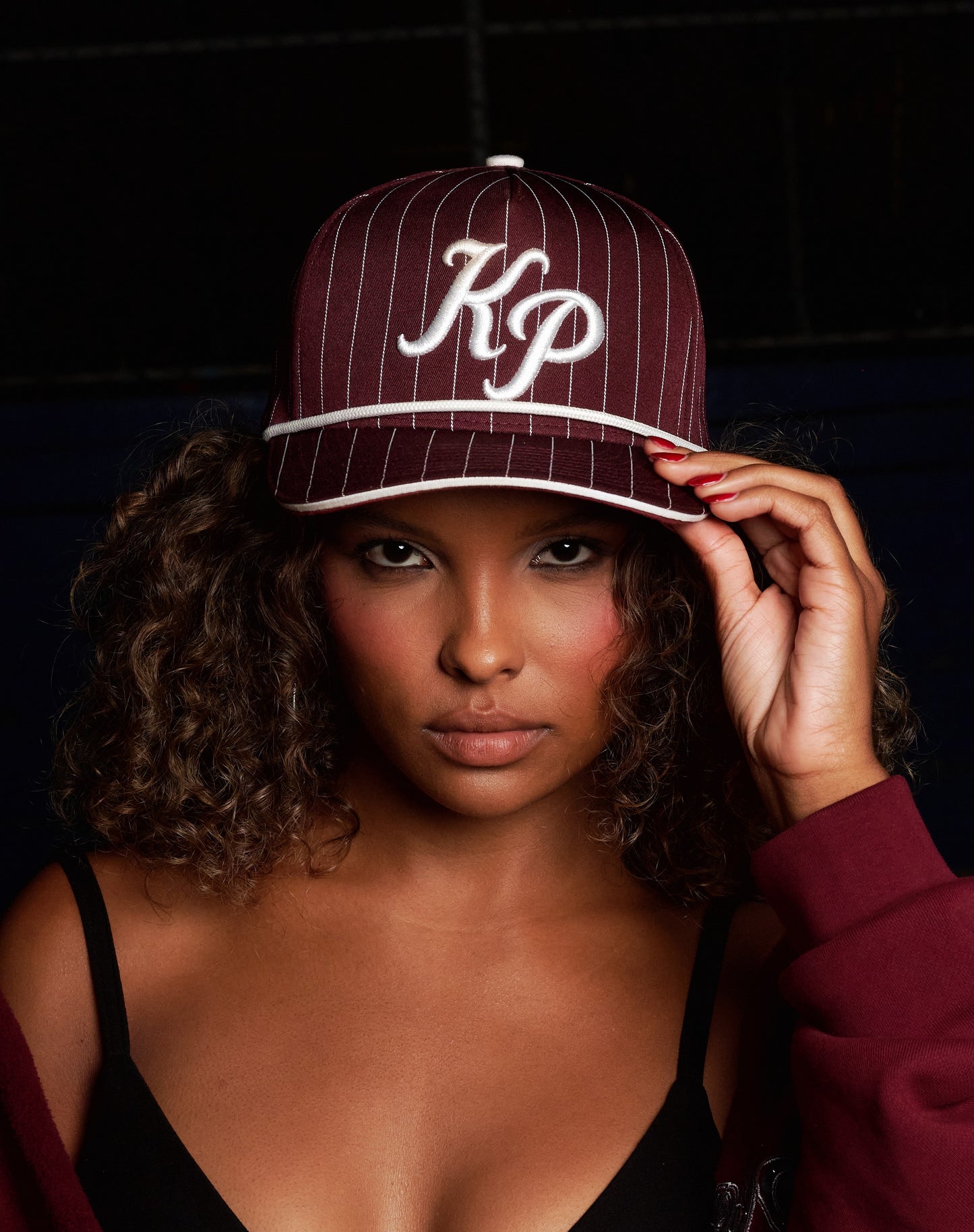 Deep Red Pinstripe Hat